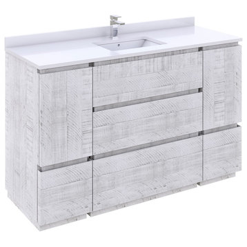 Fresca Formosa Floor Standing Bathroom Vanity, Rustic White, 53", Cabinet Only