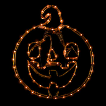18" Lighted Pumpkin with 4 Function Controller Window Silhouette Halloween D�cor