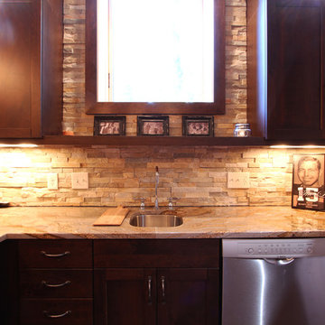 Wet Bar Sink with Display Shelf Above