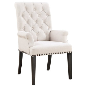 Pemberly Row Upholstered Arm Chair in Beige and Smokey Black