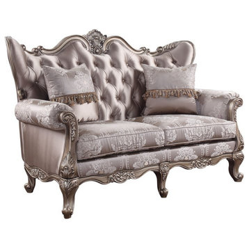 ACME Jayceon Loveseat with 2 Pillows in Fabric & Champagne