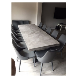 2.4 Metre Mid Grey Bespoke Polished Concrete Dining Table - Industrial ...