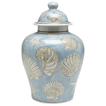 Blue Seashell 10' Ginger Jar