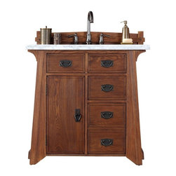 36 inch Single Bathroom Vanity Antique Oak Finish - Bathroom Vanities And Sink Consoles