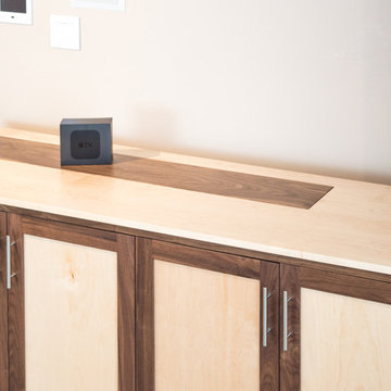 TV Lift Cabinet in solid Maple Infused with Solid Walnut (The Naramada)