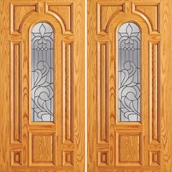 Mahogany Center Arch Lite 7 panel Home Double Door - Front Doors