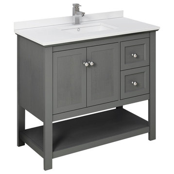 Fresca Manchester Regal 40" Gray Wood Veneer Cabinet With Top and Sink