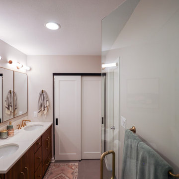 Warm Walnut & Brass Primary Bath Retreat