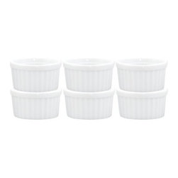 HIC Porcelain 10-Ounce Deep Souffle Dish, Set of Six - Ramekins And Souffle Dishes