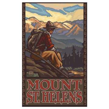 Paul A. Lanquist Mount St. Helens Mountain Hiker Man Art Print, 30"x45"