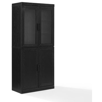 Essen Pantry Storage Cabinet With Glass Door Hutch