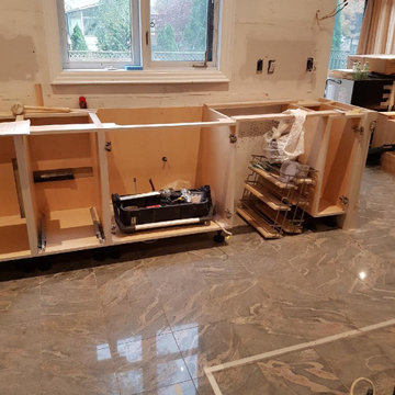 Process of kitchen installation in North York, glazed kitchen. 2017