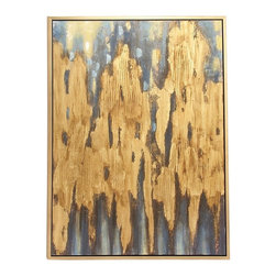 47 in. x 36 in. "Gold and Blue Color Field" Canvas Wall Art - Paintings