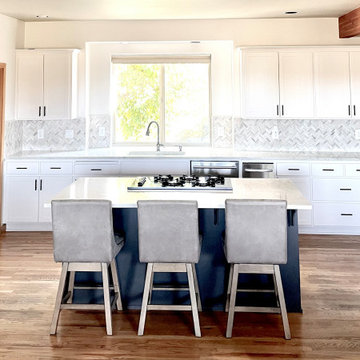 Modern Kitchen - White Cabinets with Dark Island