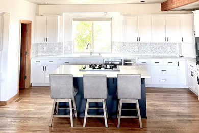 Modern Kitchen - White Cabinets with Dark Island