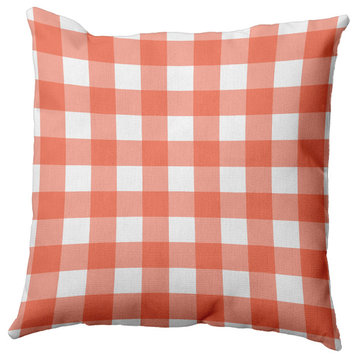 Gingham Plaid Indoor/Outdoor Throw Pillow, Harvest Orange, 20"x20"