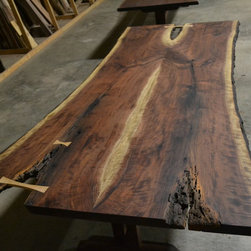 Live Edge Curly Walnut Dining Table - Dining Tables