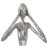 Hear No Evil Skinny Sculpture, Silver Leaf, Small
