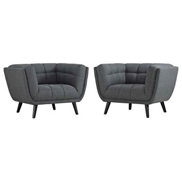 Bestow 2-Piece Upholstered Fabric Armchair Set Gray