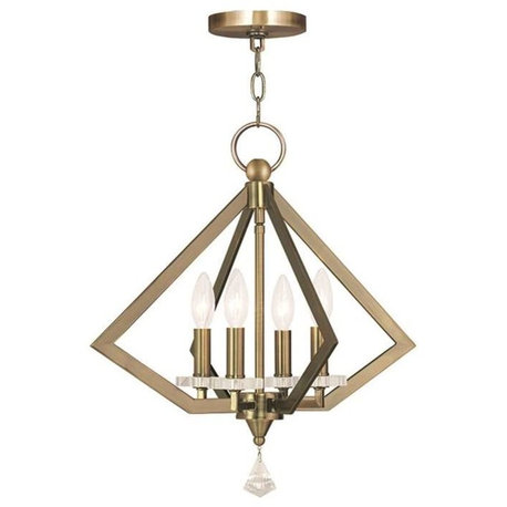 Diamond Chandelier, Antique Brass