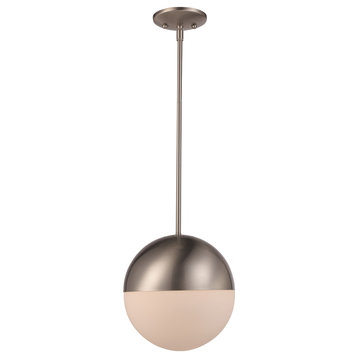 Expedition 1-Light Pendant, Brushed Nickel with Opal Glass