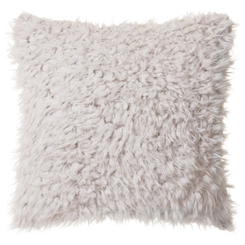 Faux Fur Throw Pillow 18"X18" (Cover Only), Off-White Plush