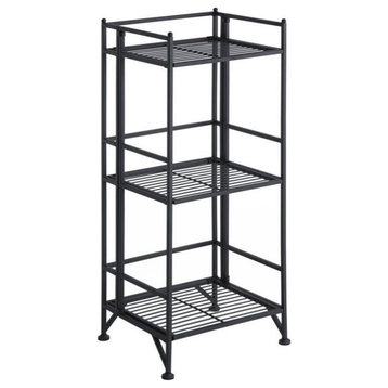 Convenience Concepts XTRA-Storage 3 Tier Folding Shelf in Black Metal Finish