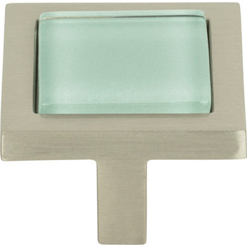 Atlas Homewares 230 Spa 1-3/8 Inch Square Cabinet Knob - Green / Brushed Nickel