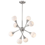 Z-Lite - Tian 8 Light Pendant, G9 - Bold modern lines paired  with soft and elegant detailing define the unique Tian collection. The Brushed Nickel finish paired with Matte Opal globe shades contemporize the Tian Collection.