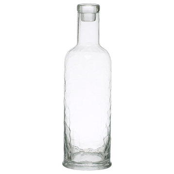 11.25 Inches 32-Ounce Hammered Glass Carafe With Stopper, Clear
