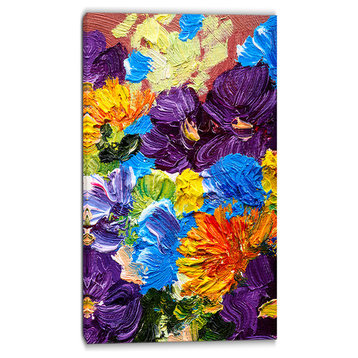 "Abstract Flowers" Heavily-Textured Canvas Print, 20"x40"
