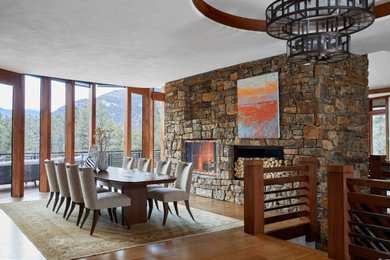 Example of a mountain style dining room design in Phoenix
