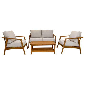 Modern 4-Piece Seating Group, Eucalyptus With Olefin Fabrics