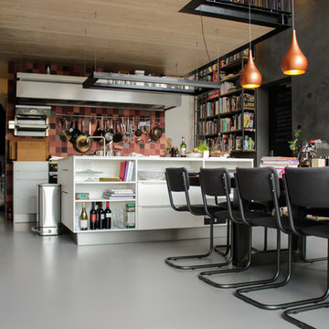 Betonlook gietvloer in keuken