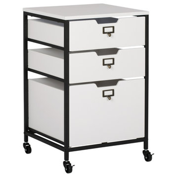 Sew Ready 3-Drawer Mobile Organizer Cart in Charcoal, White