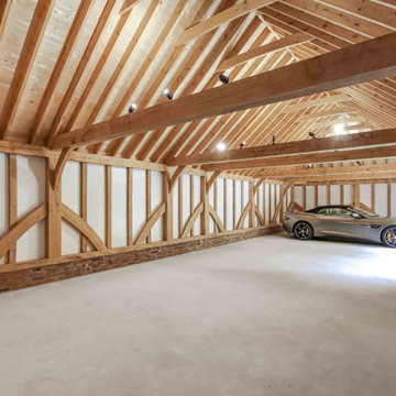Oak Garage Interior Beams