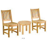 Warner Levitzson Teak Furniture - 3-Pcs. Balboa Set With 20" Round Side Table - Made with solid plantation grown teak. Built with traditional mortise and tenon for lasting durability. Can be used for both commercial and residential. Enjoy your evening from your balcony or porch with our teak set. This set comes with a  20" round side table and 2 chairs. Chair is W16 x D22 x H35". Please see product specifications PDF for more information.