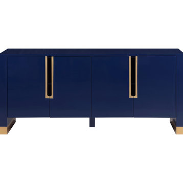 Florence Lacquer Sideboard/Buffet with Gold Finish, Navy