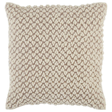 Jaipur Living Madur Textured Throw Pillow, Light Taupe/Ivory, Polyester Fill