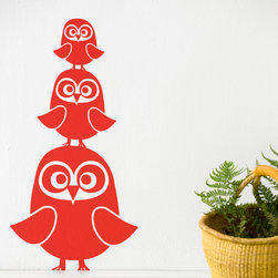 Three Owls Wall Stickers - Red - Picture Frames