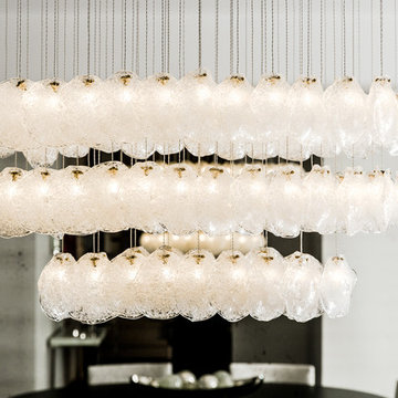CRYSTAL SHELL | Custom Blown Glass Dining Room Chandelier | Modern Dining Light