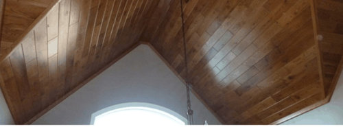 Stain Color For Wood Panel Ceiling With Beams Compared To