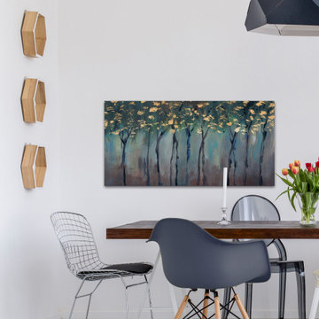 "Golden Dark Mists" Painting Print on Wrapped Canvas