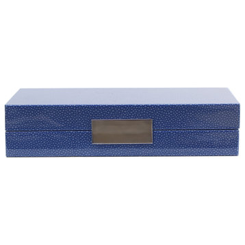 Addison Ross Lacquered Faux Croc Box, Blue and Silver
