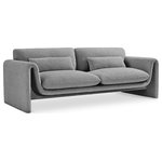 Meridian Furniture - Stylus Boucle Fabric Upholstered Sofa, Grey - Impress family and guests alike with this Stylus boucle fabric sofa. This modish chair oozes contemporary panache with its curved arms and unexpected design elements. Thickly padded seat and back cushions cradle your body in supportive comfort while the rich grey boucle fabric caresses the skin and leaves you feeling relax and recharged. A wood frame ensures that the chair withstands the rigors of daily use without losing its lovely yet contemporary look.