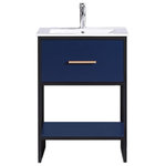 Legion Furniture - 24" Blue Finish Sink Vanity With Black Metal Frame, PVC - Dimensions: L:18 x W:24 x H:33.5