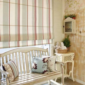 Red Green Lines Quick Fix Washable Roman Window Shades Flat Fold
