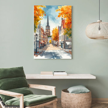 Rustic Wall Art Canvas Painting - Vintage Country Barn Landscape Print