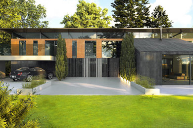 Photo of a contemporary home design in Manchester.