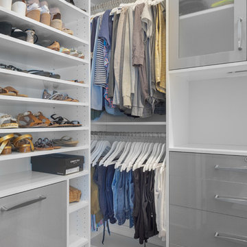 Organized Walk-In Closet With Storage Options
